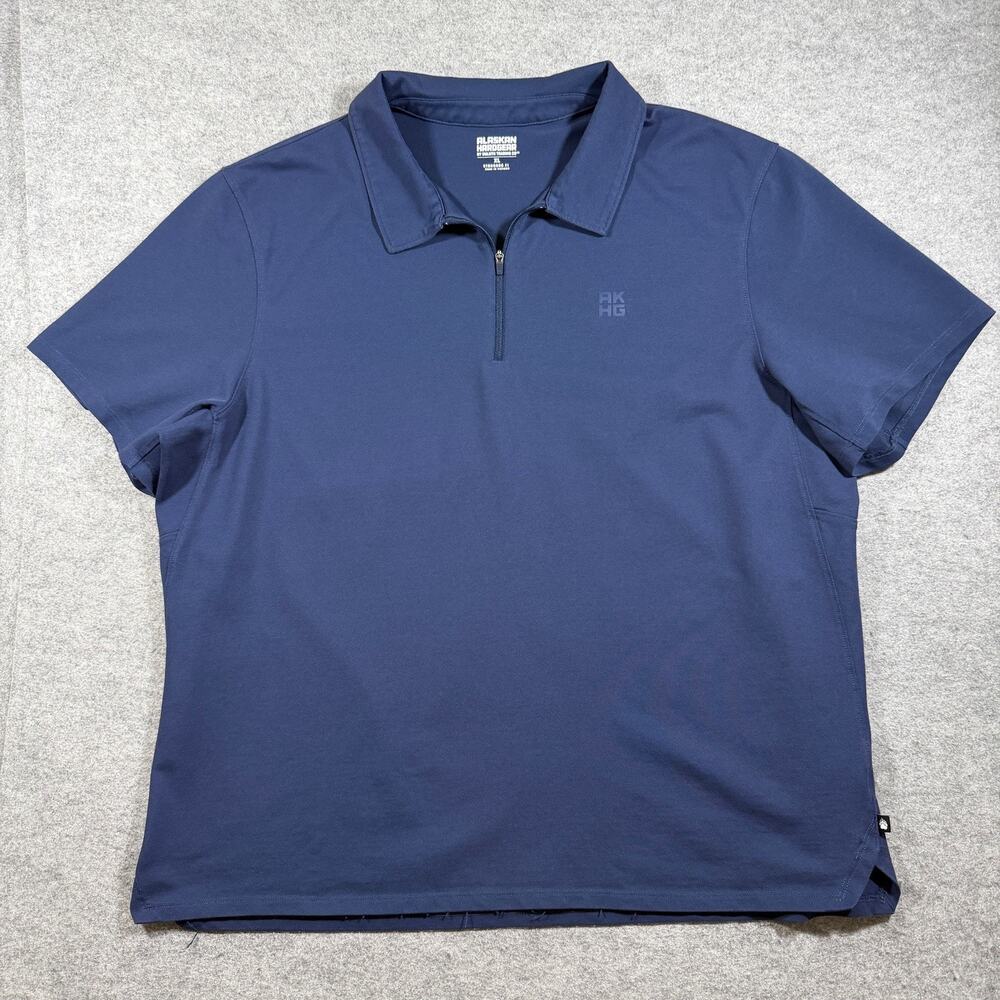 AKHG Duluth Trading Polo Shirt Mens XL Navy Zip Collar Outdoor Hiking Casual